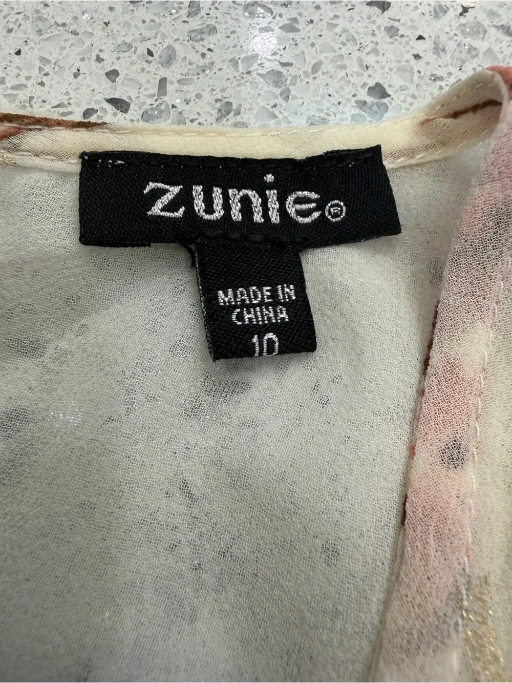Zunie Cream Floral Chiffon Romper with Pink and Purple Blooms